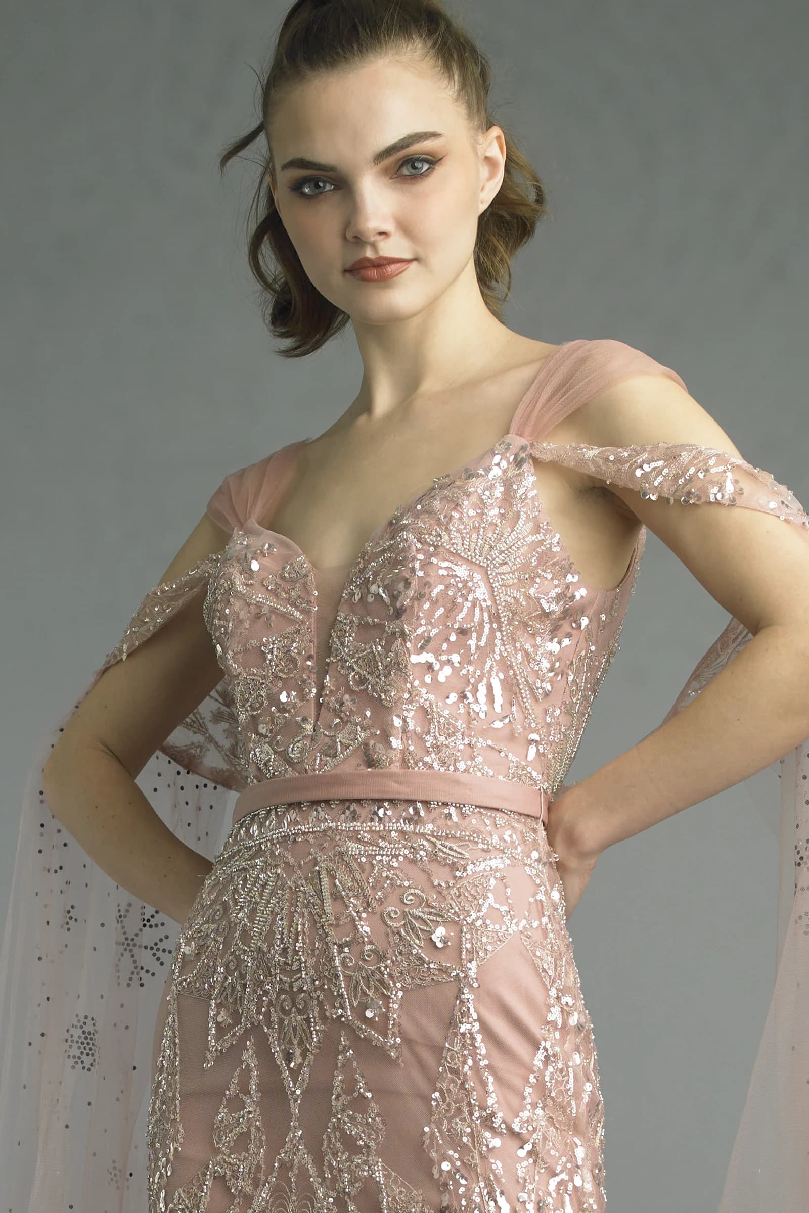Beaded Off-Shoulder Mermaid Gown view 1