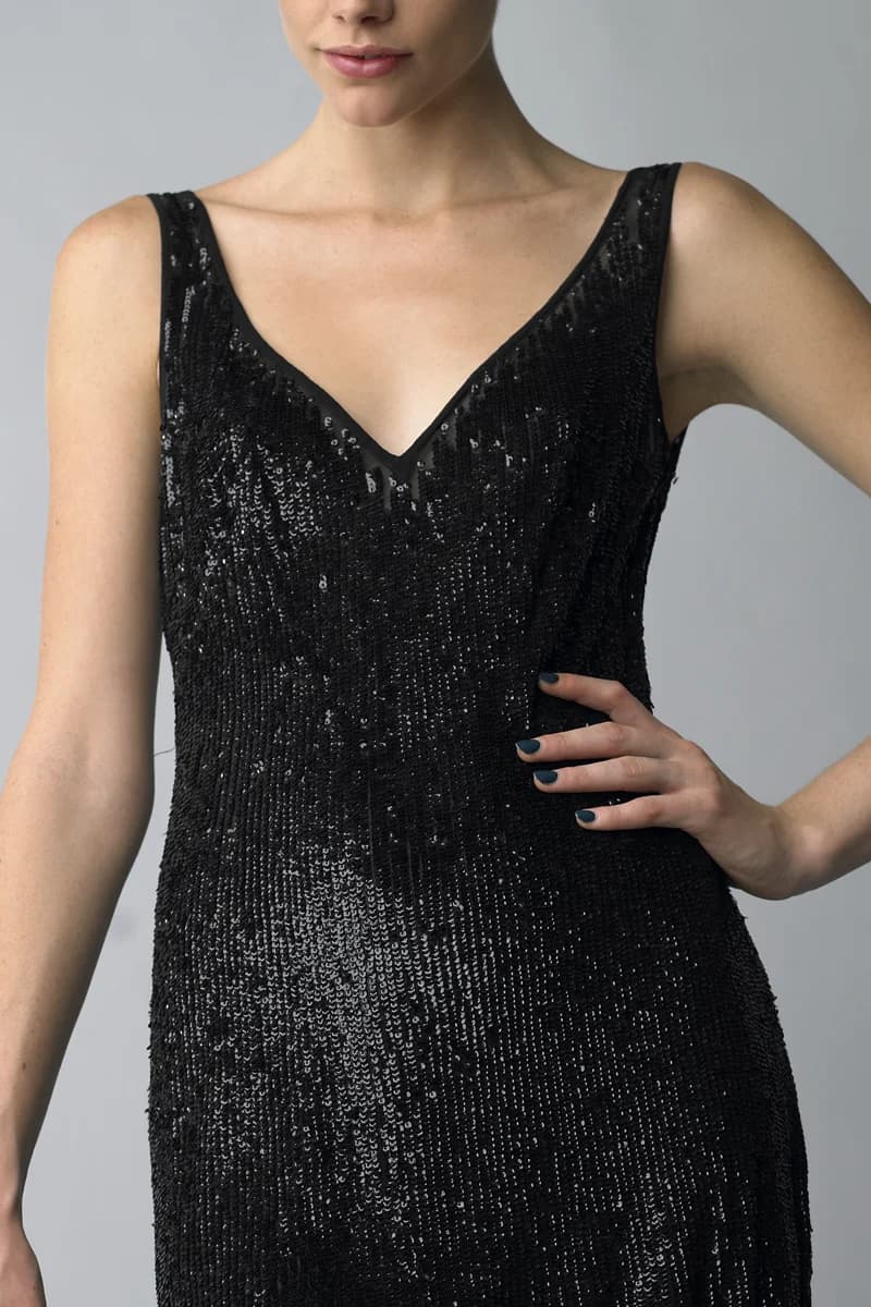 Sequin Cascade V-Neck Mini Dress view 1