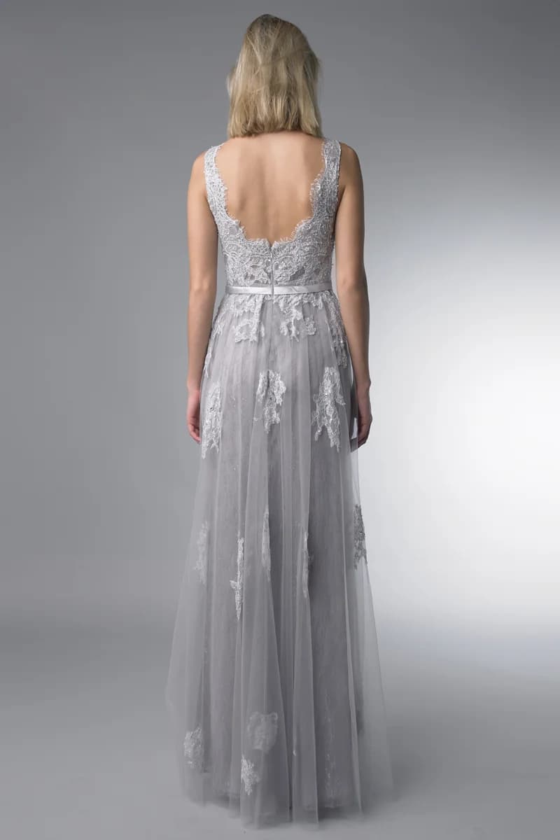 Embroidered Lace Tulle Gown view 1