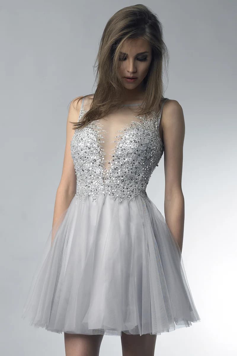 Sequin Embellished Tulle Cocktail Dress view 3