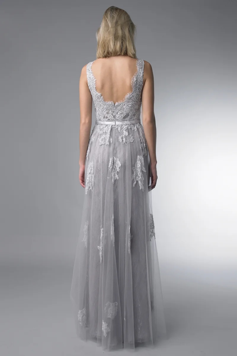 Embroidered Lace Tulle Gown