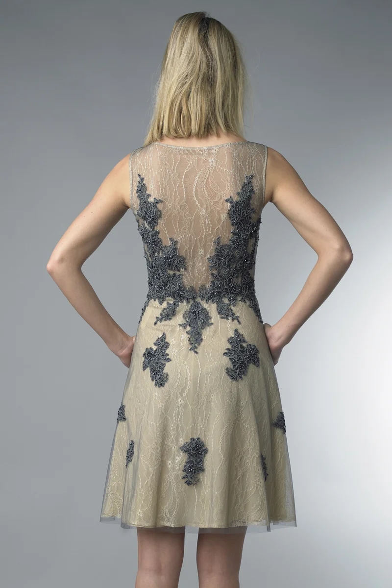 lace flare cocktail dress